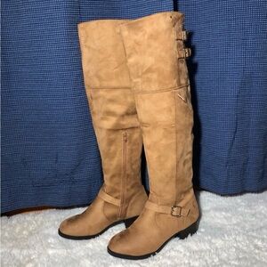Shoe Dazzle Becca Tan Over Knee-High Women's Boots